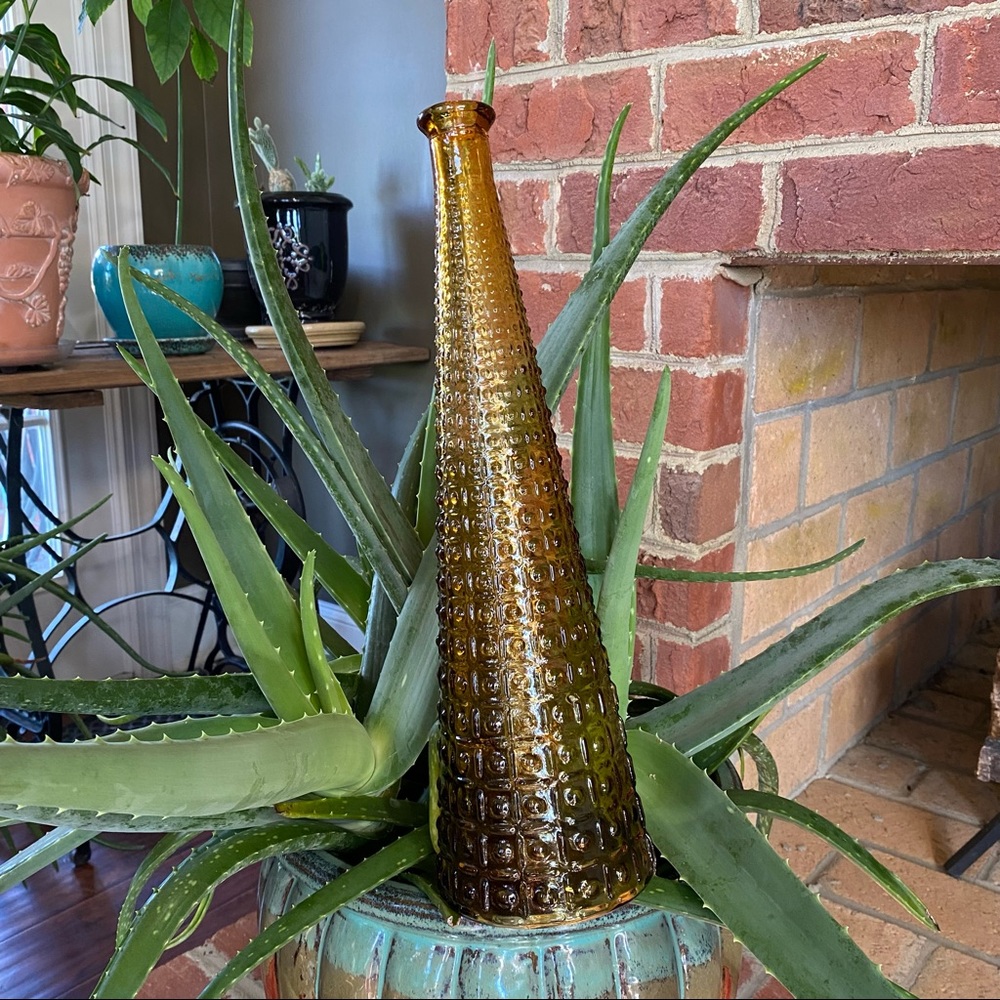 Vintage 1960s Empoli Italy Mid Century Amber Hobnail Genie Decanter - Picture 6 of 10